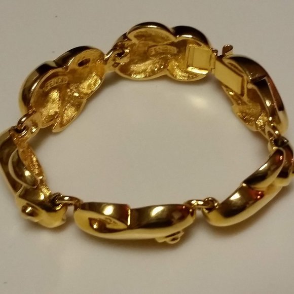 Rare Fendi Gold Plated Link Signature Runway Bracelet, Vintage in Excellent Cond - Picture 2 of 10